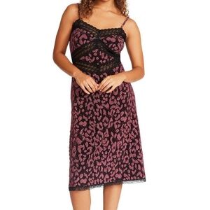 Betsey Johnson Lace Trim Leopard Sparkle Pink Dress